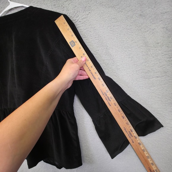 Style and Co Blazer Womens 12 Black Corduroy Stretch Peplum Preppy Cropped Y2K - Picture 5 of 12